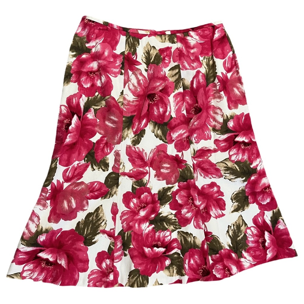 Bold VTG Le Suit Floral Skirt A Line Bright Colorful Cottagecore Business Casual